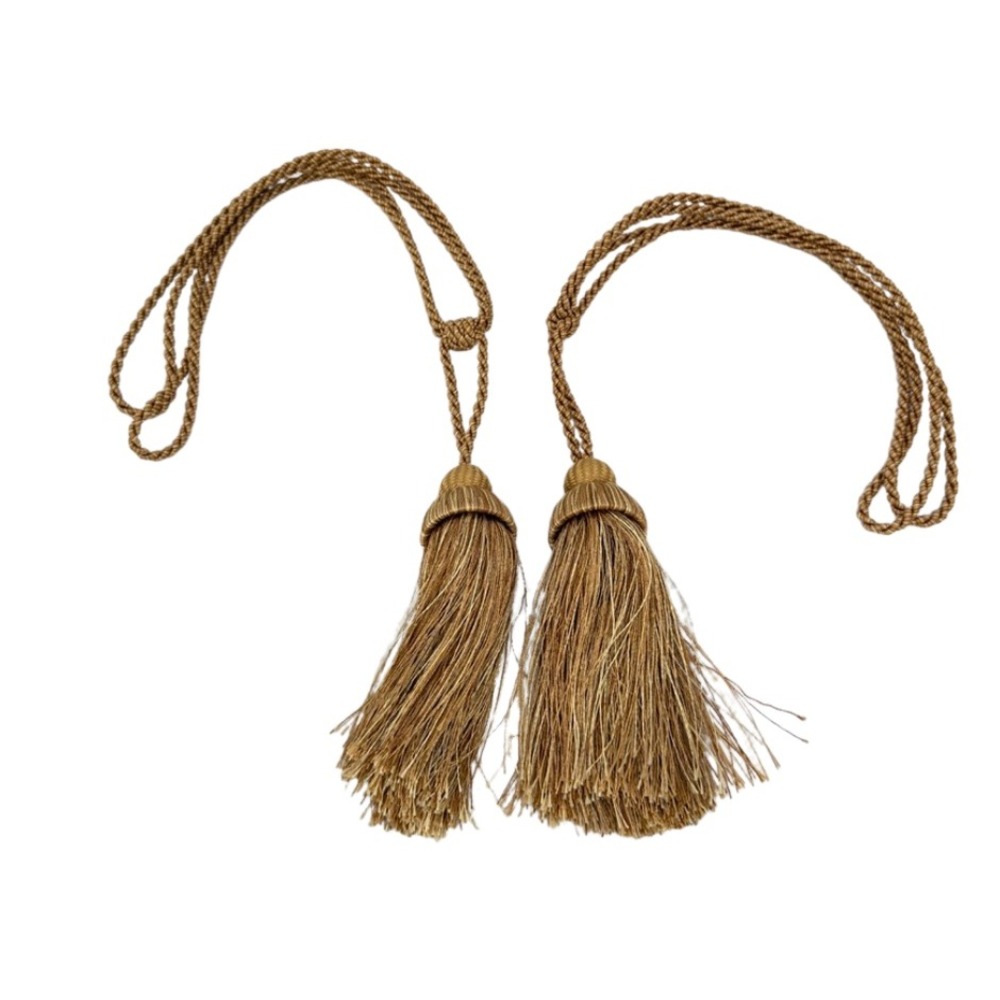 Curtain Tieback Tassels Gold Twisted Cord Fringe Set of 2‎ Victorian Home Decor